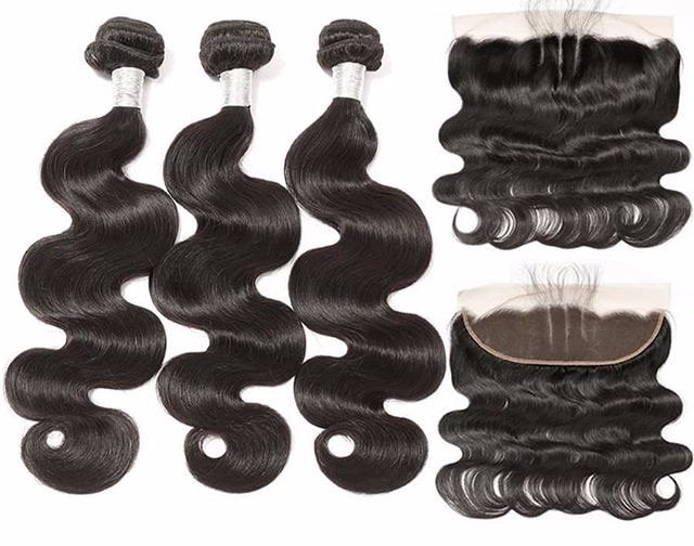 Brazilian Body Wave Human Hair Bundles with Frontal