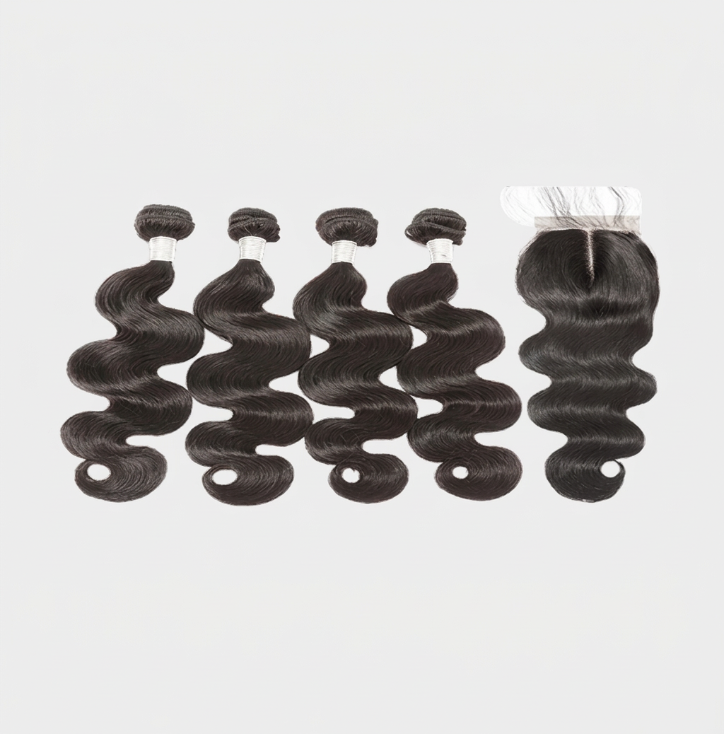Peruvian Body Wave Human Hair Bundles with Closure