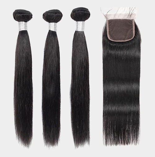 Brazilian Straight & Body Wave Human Hair Bundles with Closure